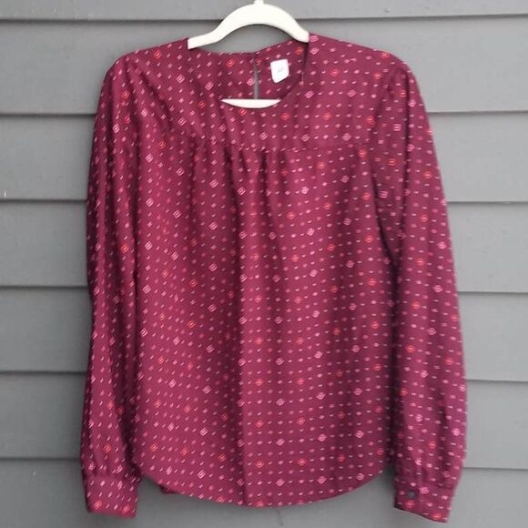 Gap Burgundy Peasant top Size Medium - Picture 1 of 12